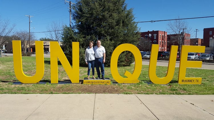 Susan and Erick at Unique sign in McKinney TX